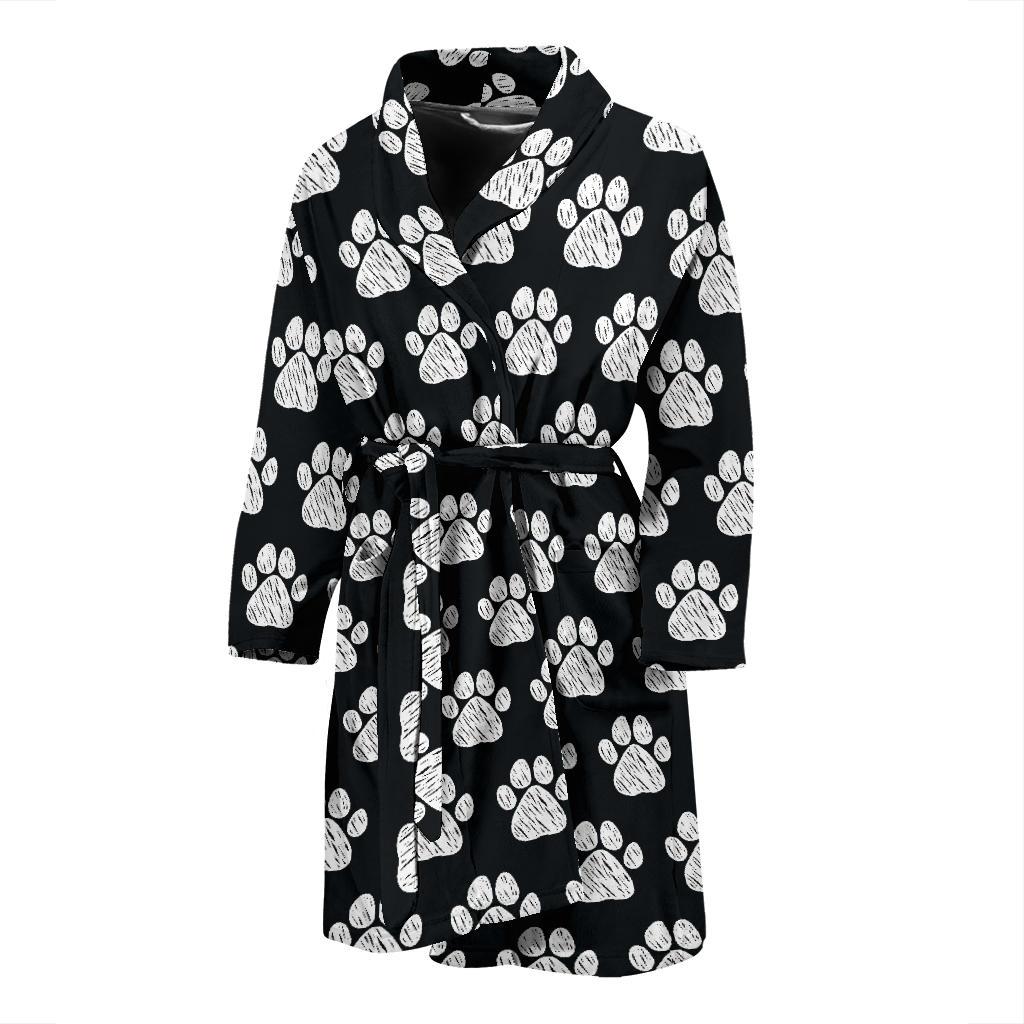 Paw Pattern Print Design A02 Men Bathrobe-JORJUNE.COM