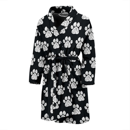 Paw Pattern Print Design A02 Men Bathrobe-JORJUNE.COM