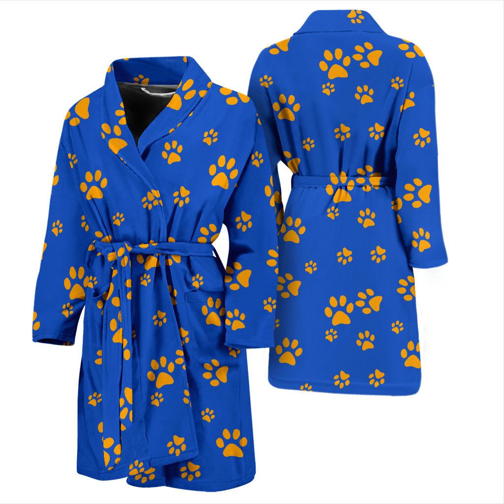 Paw Pattern Print Design A03 Men Bathrobe-JORJUNE.COM
