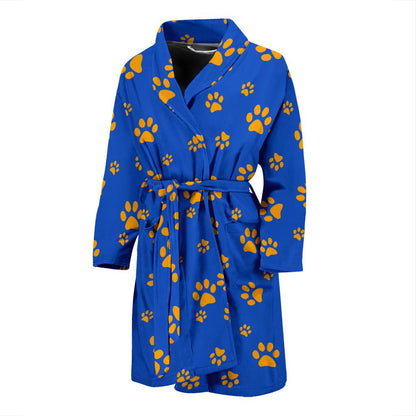 Paw Pattern Print Design A03 Men Bathrobe-JORJUNE.COM