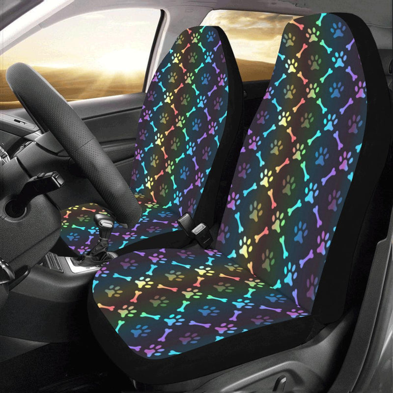 Paw Rainbow Pattern Print Design A01 Car Seat Covers (Set of 2)-JORJUNE.COM