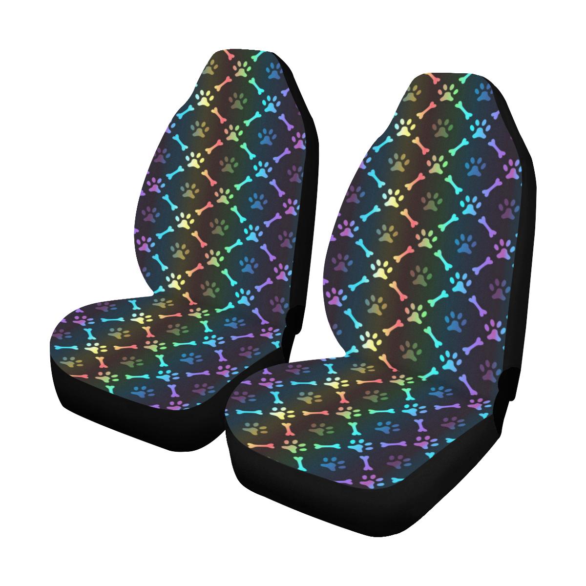 Paw Rainbow Pattern Print Design A01 Car Seat Covers (Set of 2)-JORJUNE.COM