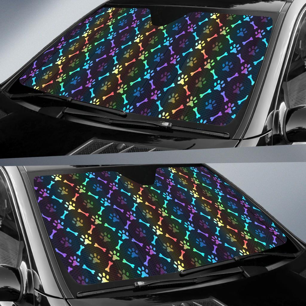 Paw Rainbow Pattern Print Design A01 Car Sun Shades-JORJUNE.COM