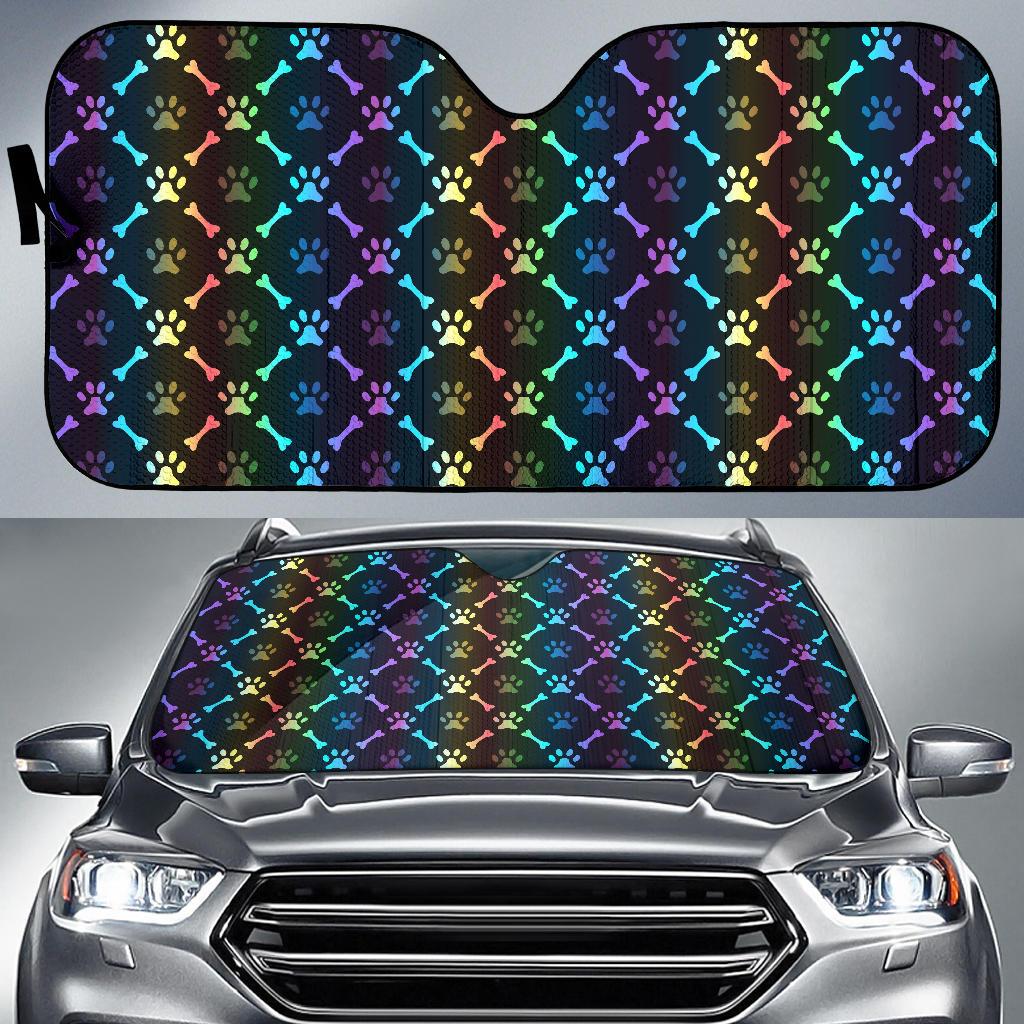 Paw Rainbow Pattern Print Design A01 Car Sun Shades-JORJUNE.COM