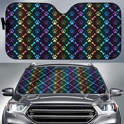 Paw Rainbow Pattern Print Design A01 Car Sun Shades-JORJUNE.COM