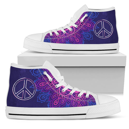 Peace Blue Mandla Men High Top Canvas Shoes