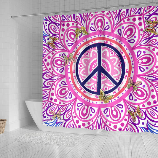 Peace Blue Mandla Shower Curtain