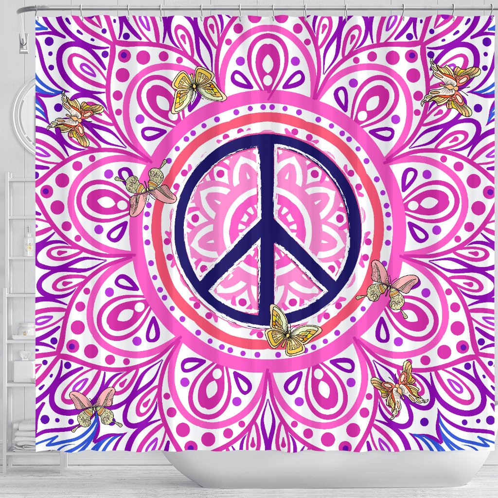 Peace Blue Mandla Shower Curtain