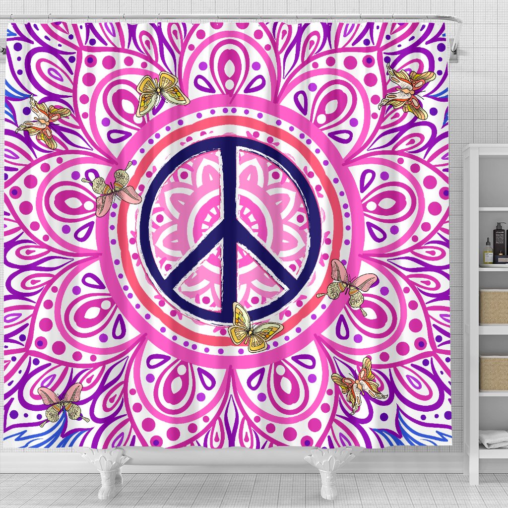 Peace Blue Mandla Shower Curtain