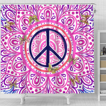 Peace Blue Mandla Shower Curtain
