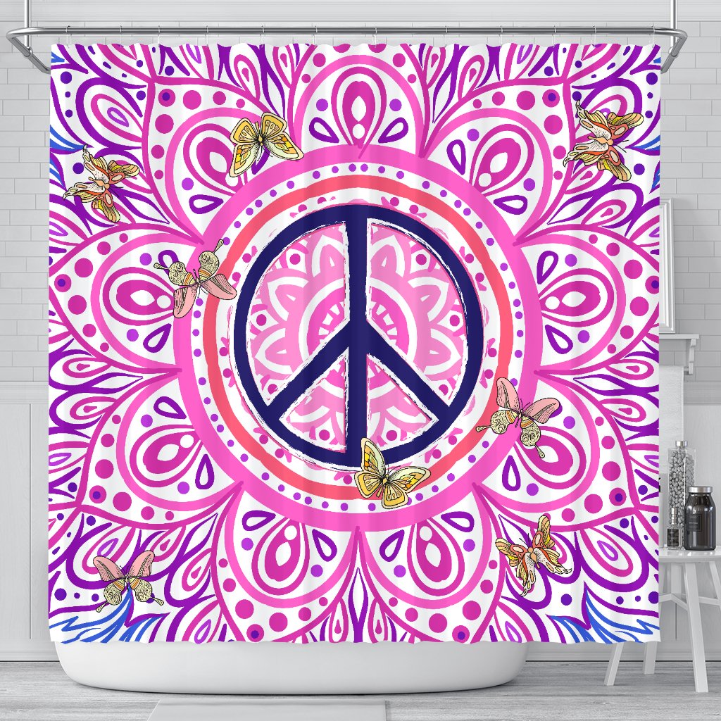 Peace Blue Mandla Shower Curtain