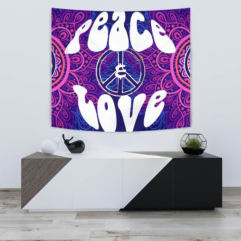 Peace Blue Mandla Wall Tapestry