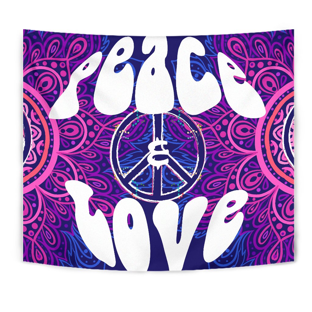 Peace Blue Mandla Wall Tapestry