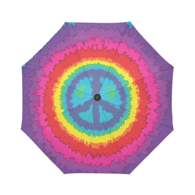 Peace Hippie Tie Dry Automatic Foldable Umbrella