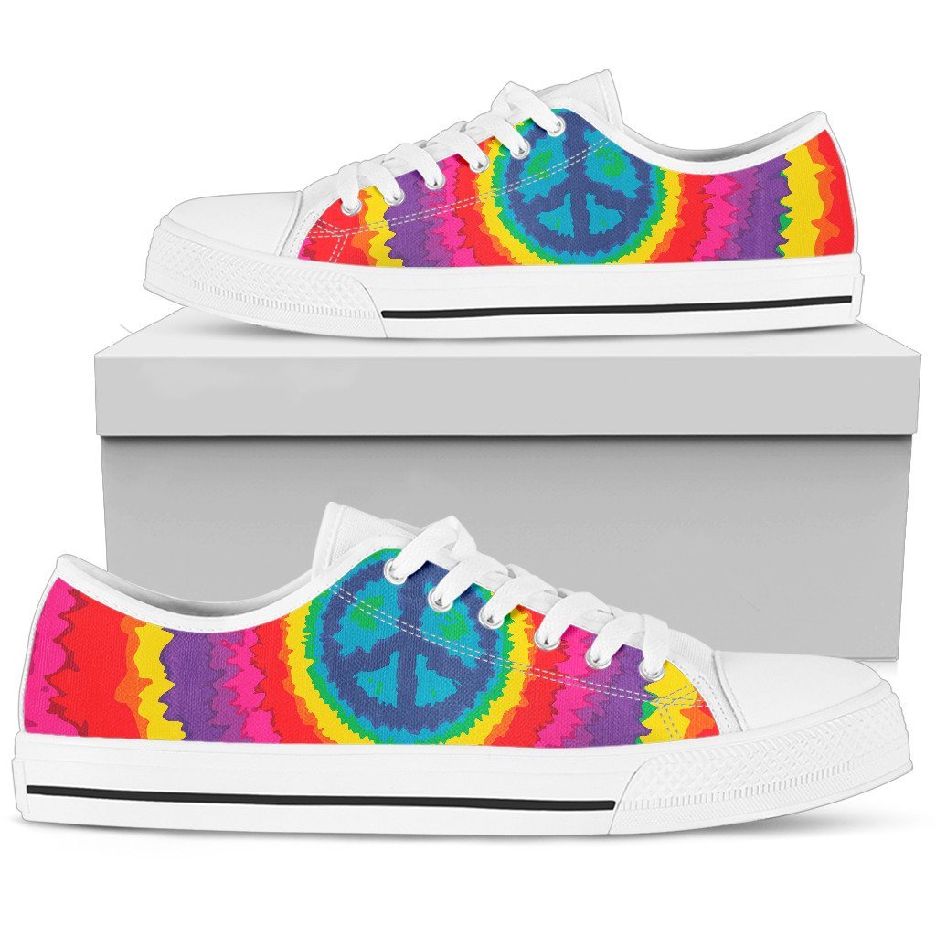 Peace Hippie Tie Dry Men Low Top Canvas Shoes