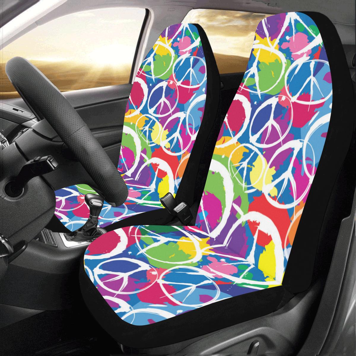 Peace Sign Colorful Pattern Print Design A02 Car Seat Covers (Set of 2)-JORJUNE.COM
