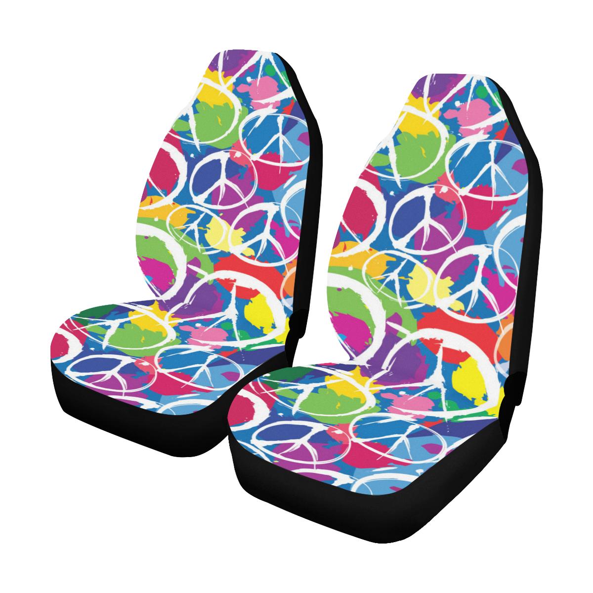 Peace Sign Colorful Pattern Print Design A02 Car Seat Covers (Set of 2)-JORJUNE.COM