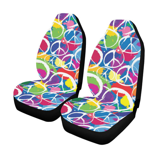Peace Sign Colorful Pattern Print Design A02 Car Seat Covers (Set of 2)-JORJUNE.COM