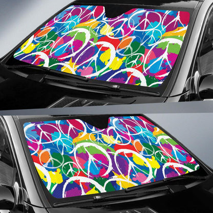 Peace Sign Colorful Pattern Print Design A02 Car Sun Shades-JORJUNE.COM