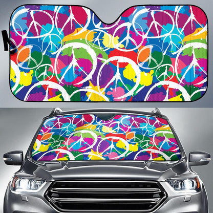 Peace Sign Colorful Pattern Print Design A02 Car Sun Shades-JORJUNE.COM