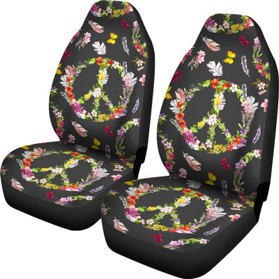 Peace Sign Flowers Design Print Universal Fit Car Seat Covers