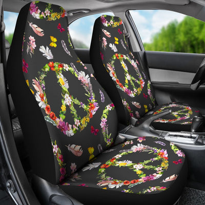 Peace Sign Flowers Design Print Universal Fit Car Seat Covers