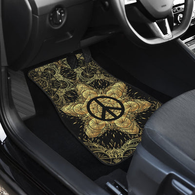 Peace sign Gold Mandala Car Floor Mats