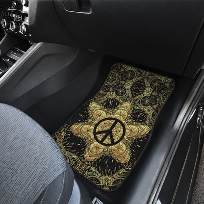 Peace sign Gold Mandala Car Floor Mats