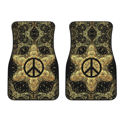 Peace sign Gold Mandala Car Floor Mats