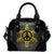 Peace sign Gold Mandala Leather Shoulder Handbag