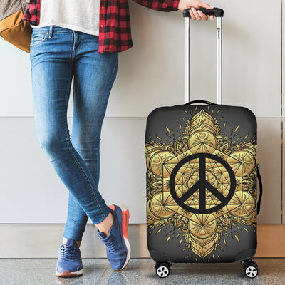 Peace sign Gold Mandala Luggage Cover Protector