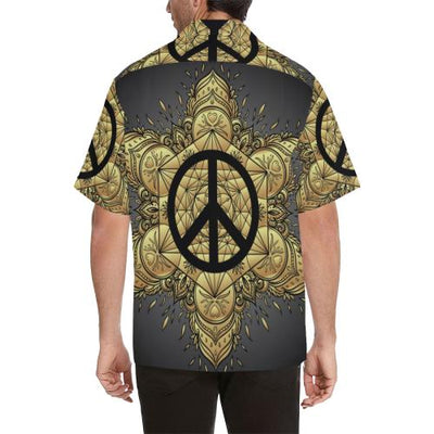Peace sign Gold Mandala Men Hawaiian Shirt