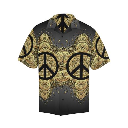 Peace sign Gold Mandala Men Hawaiian Shirt