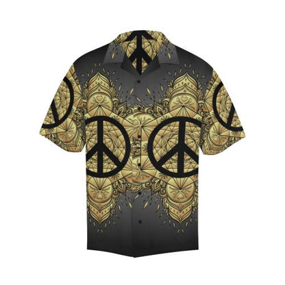 Peace sign Gold Mandala Men Hawaiian Shirt