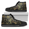 Peace sign Gold Mandala Men High Top Canvas Shoes