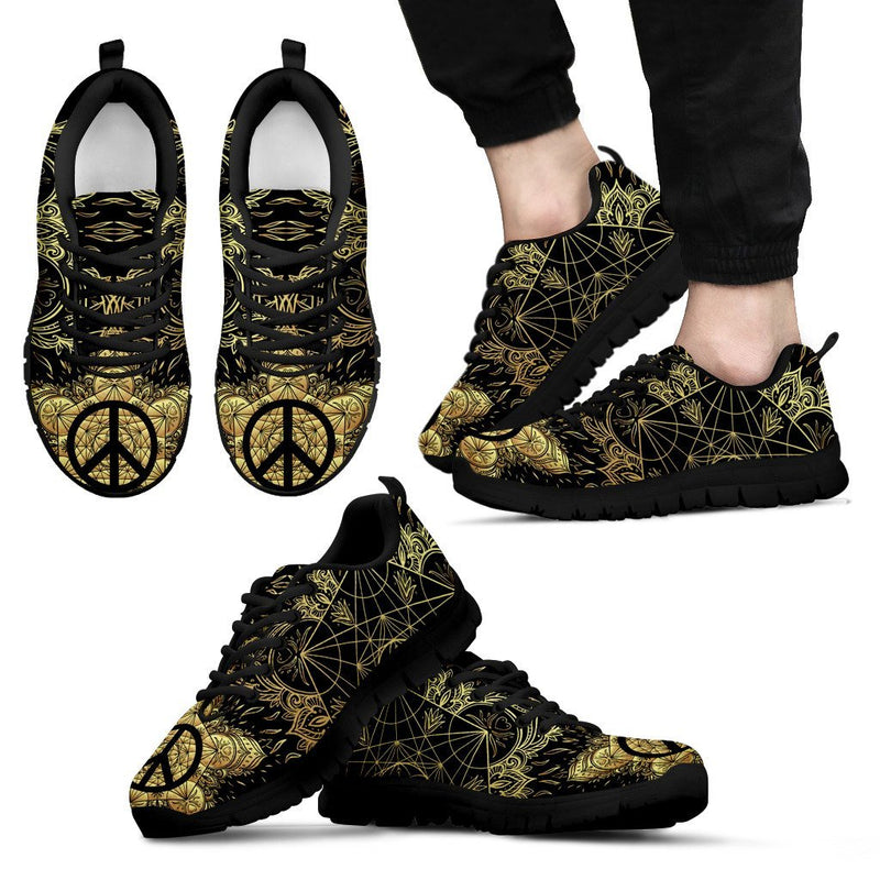 Peace sign Gold Mandala Men Sneakers