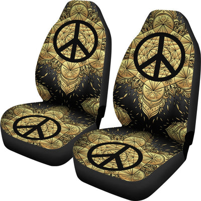 Peace sign Gold Mandala Universal Fit Car Seat Covers