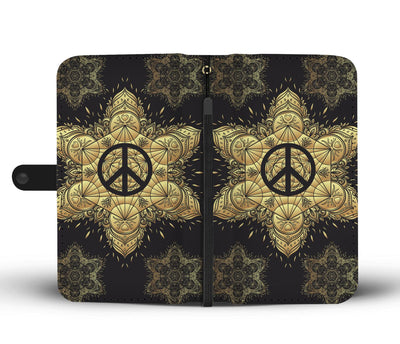 Peace sign Gold Mandala Wallet Phone Case