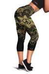 Peace Sign Gold Mandala Women Capris