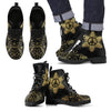 Peace Sign Gold Mandala Women & Men Leather Boots