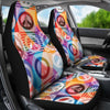 Peace Sign Patchwork Design Print Universal Fit Car Seat Covers