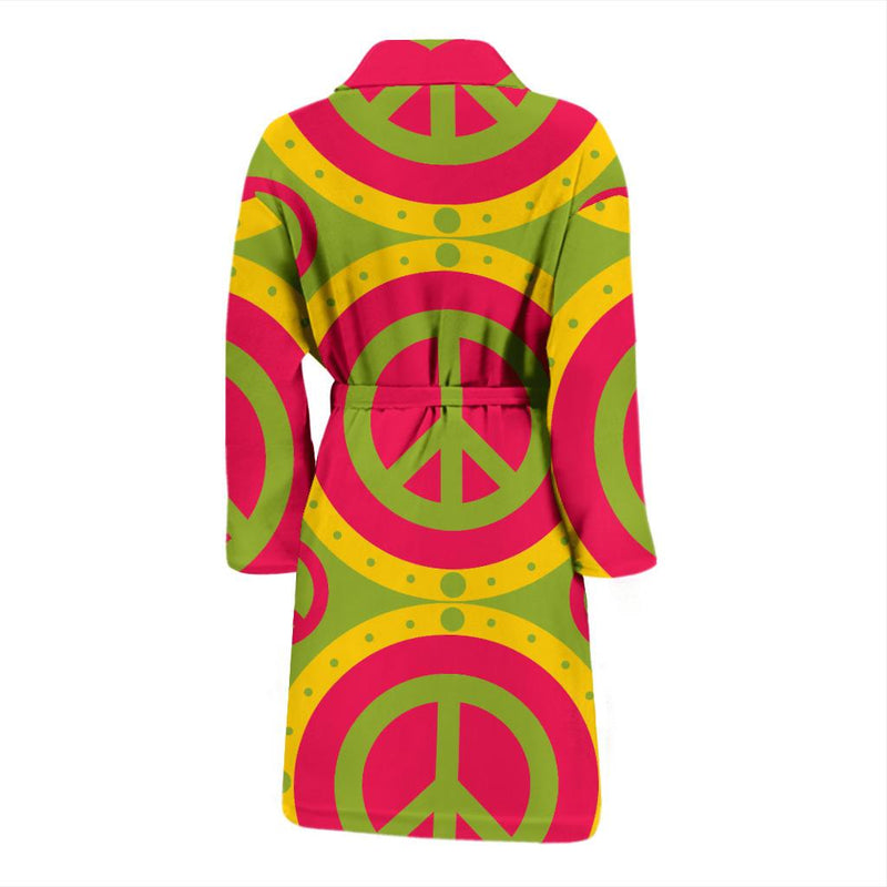 Peace Sign Pattern Print Design A01 Men Bathrobe-JORJUNE.COM