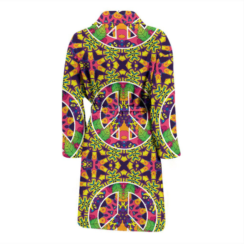 Peace Sign Pattern Print Design A04 Men Bathrobe-JORJUNE.COM