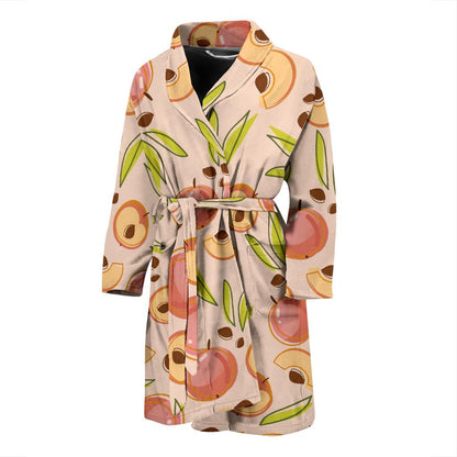 Peach Pattern Print Design A01 Men Bathrobe-JORJUNE.COM