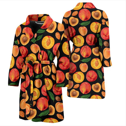 Peach Pattern Print Design A02 Men Bathrobe-JORJUNE.COM