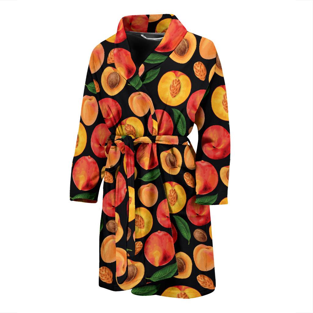 Peach Pattern Print Design A02 Men Bathrobe-JORJUNE.COM
