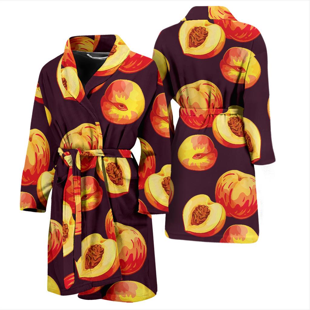 Peach Pattern Print Design A04 Men Bathrobe-JORJUNE.COM