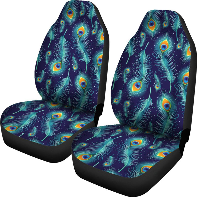 Peacock Feather Blue Design Print Universal Fit Car Seat Covers