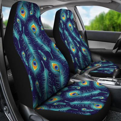 Peacock Feather Blue Design Print Universal Fit Car Seat Covers