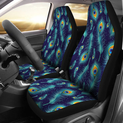 Peacock Feather Blue Design Print Universal Fit Car Seat Covers JorJune